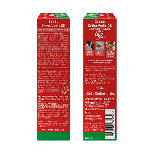 Zandu Ortho Vedic Knee & Joint Pain Oil - 120 ml
