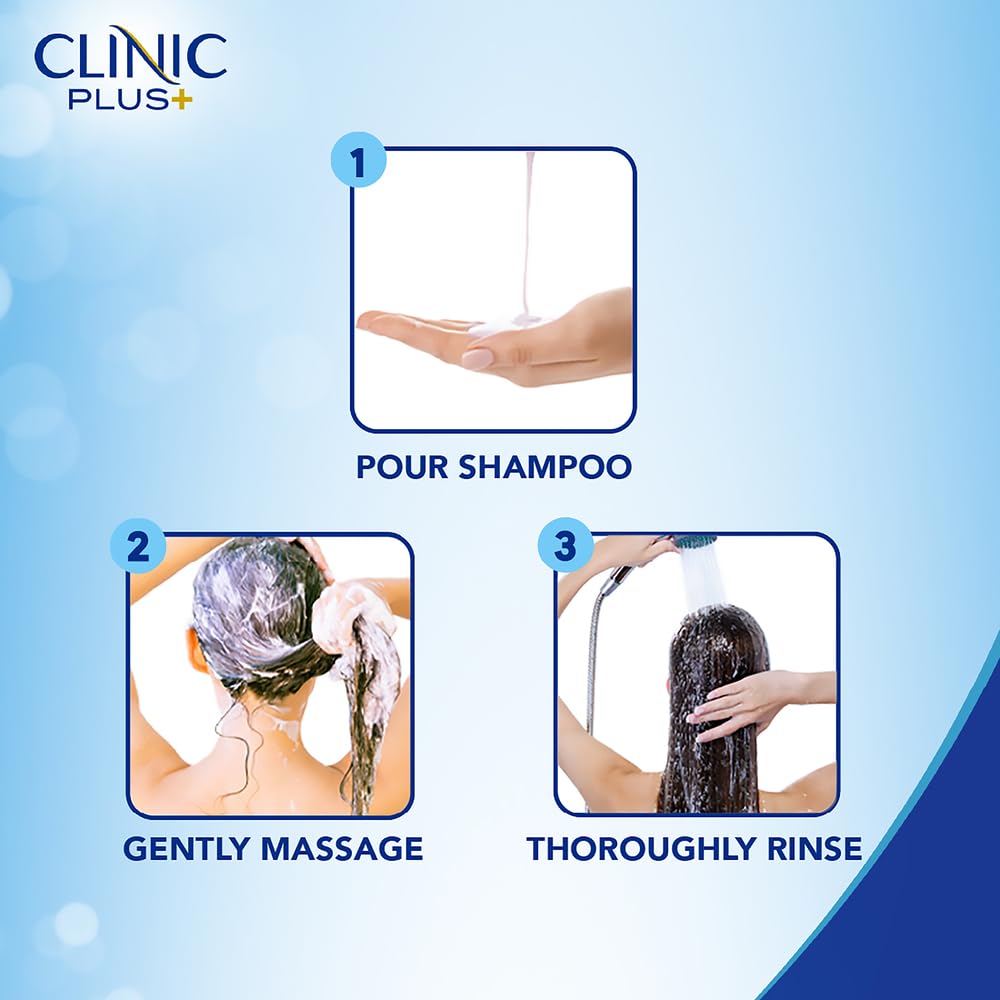Clinic Plus Strong & Long Shampoo 355Ml, With Milk Proteins & Multivitamins For Healthy And Long Hair - Strengthening Shampoo For Hair Growth