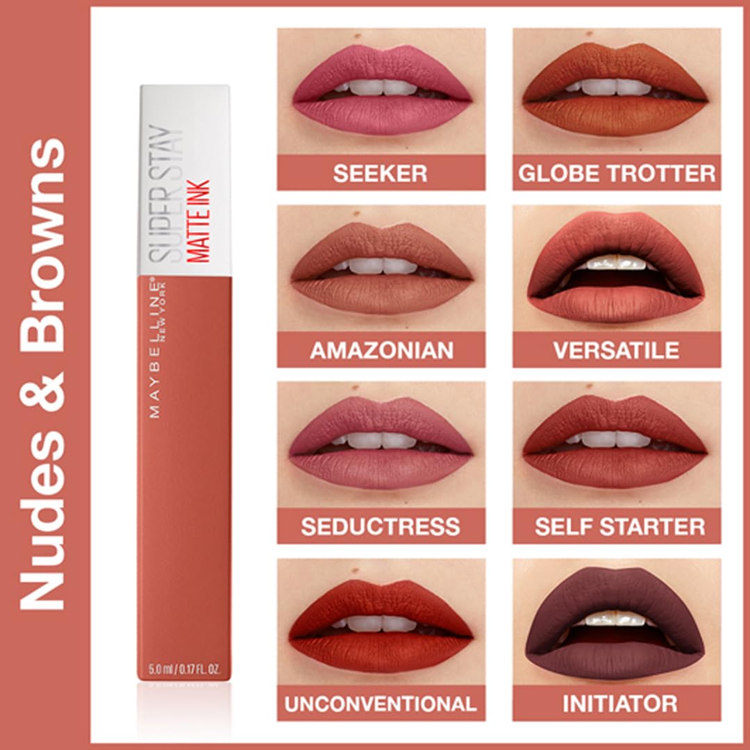 Maybelline New York Liquid Matte Lipstick, Long Lasting, 16hr Wear, Superstay Matte Ink, 65 Seductress, 5ml