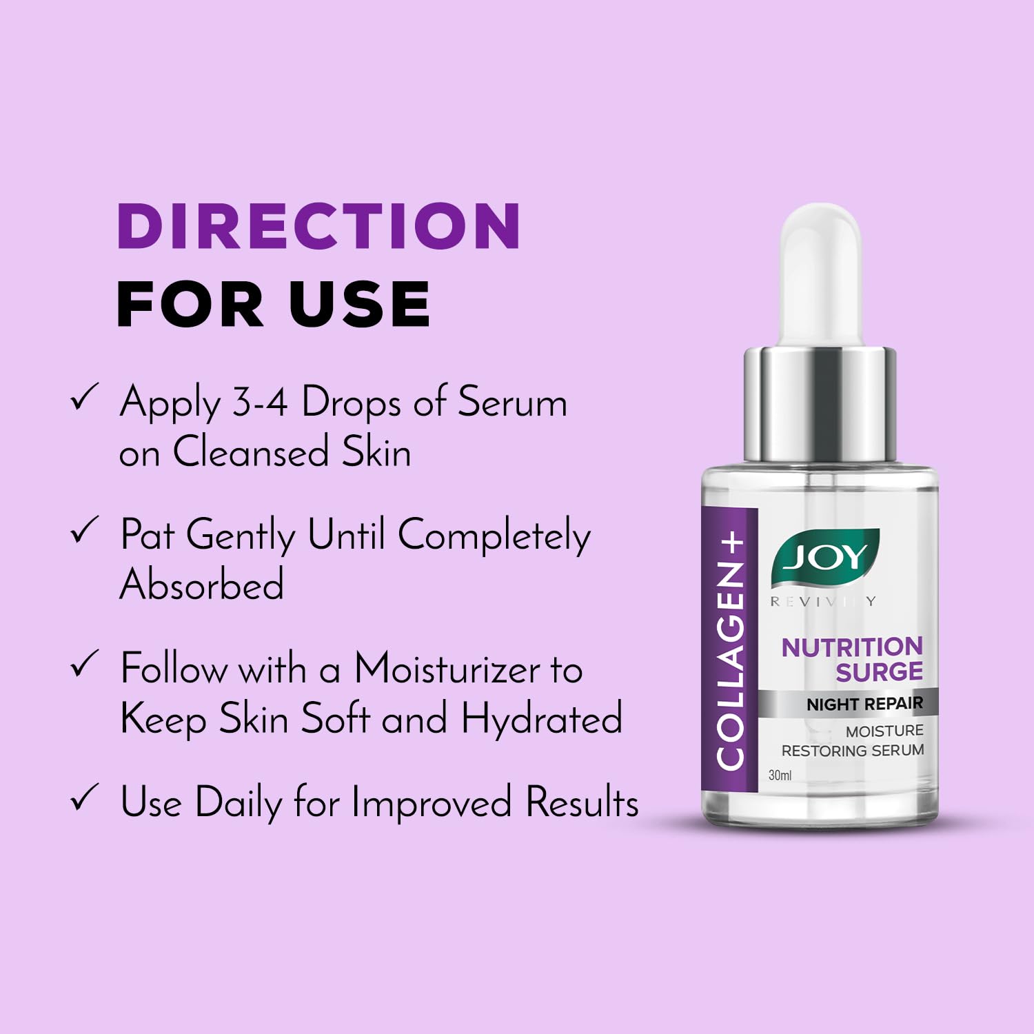 Joy Revivify Collagen+ Night Repair Face Serum 30ml | Revivify Blueberry & Collagen Night Gel 50ml (Combo Pack)