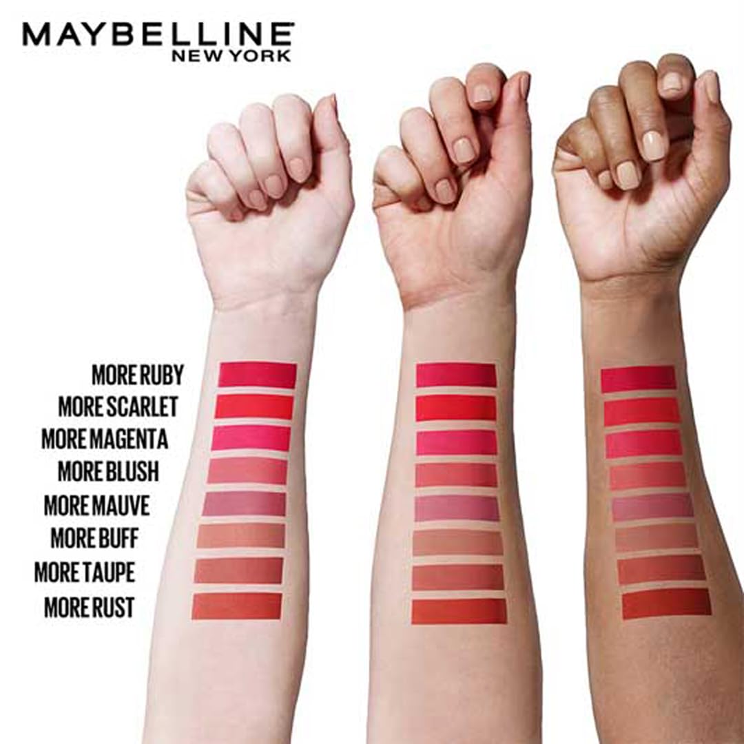 Maybelline New York Lipstick, Matte Finish, Bold Colour, Enriched With Jojoba Oil, Color Sensational Ultimattes, 699 More Buff, 1.7 g