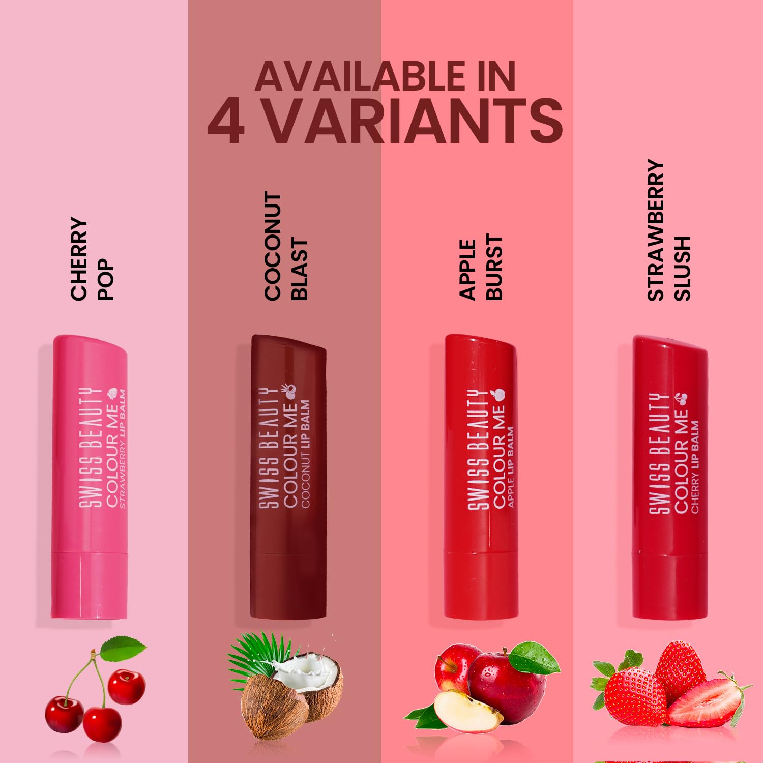 SWISS BEAUTY Colour Me Tinted Lip Balm with 12 Hours of Hydration|For Dry & Chapped Lips|With SPF 15, Shea Butter and Vitamin E|Long Lasting Glossy Finish | Shade- Coconut Blast, 4.5g