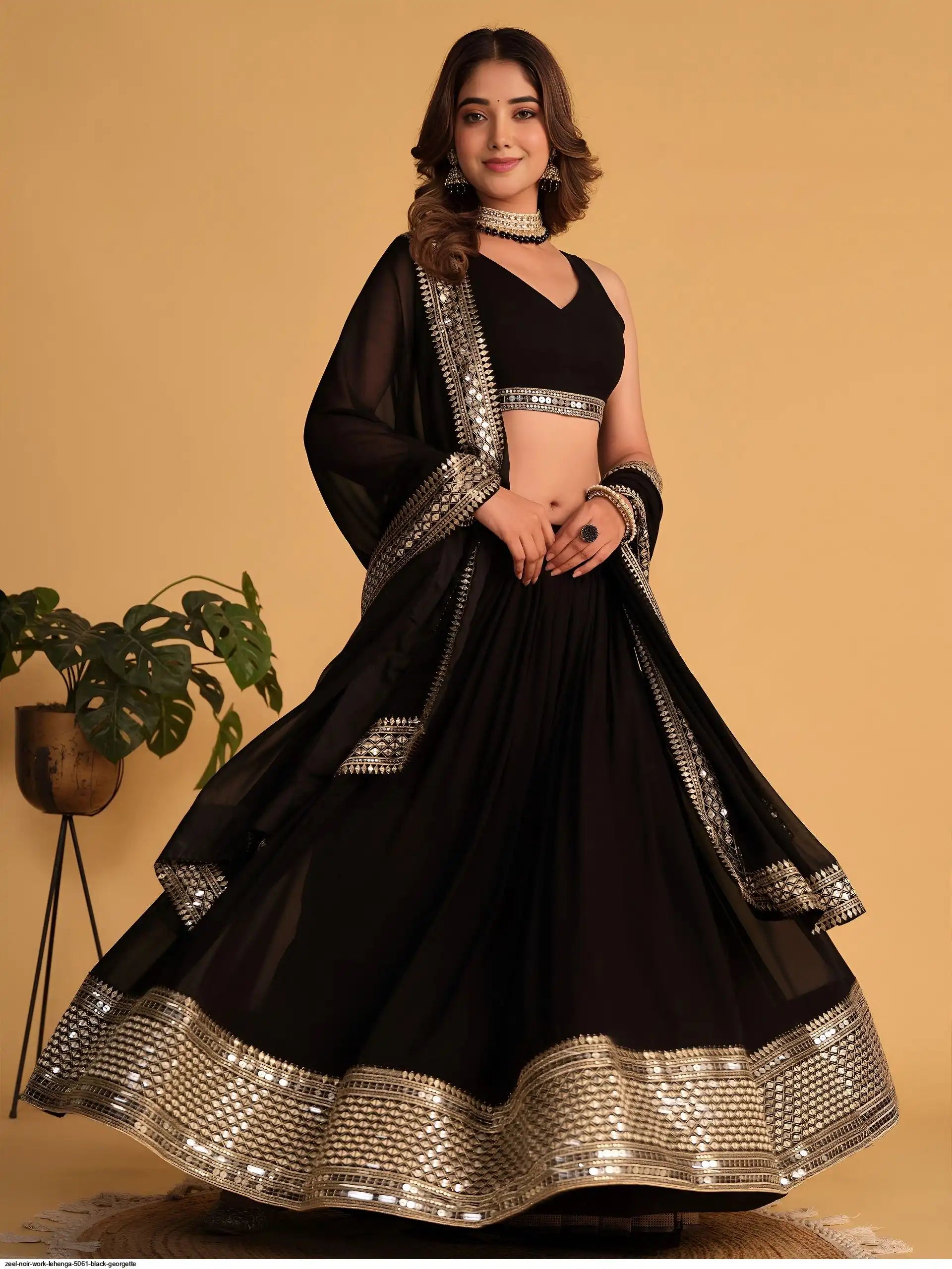 ZEEL NOIR WORK LEHENGA 5061 BLACK GEORGETTE