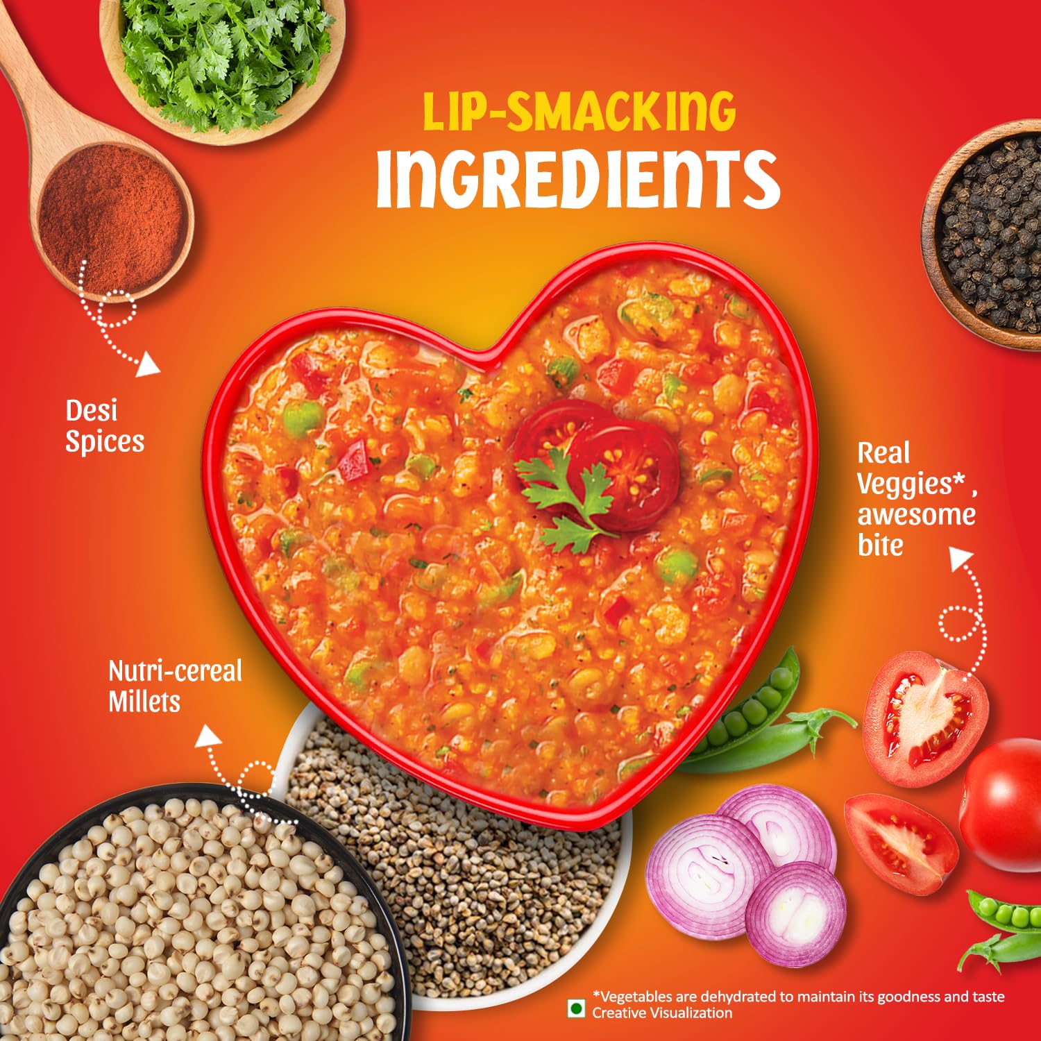 Saffola Masala Millets Tomato Delight| Lower in calories, Rich in Fibre | Yummy Millets for Happy Tummy, 35g