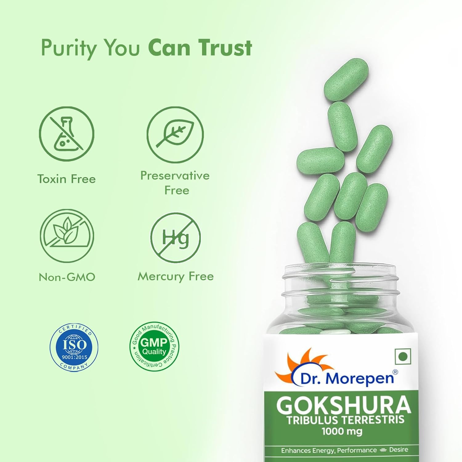 DR. MOREPEN Gokshura Tablets 60 Veg Tablets For desire and drive in men, performance, stamina