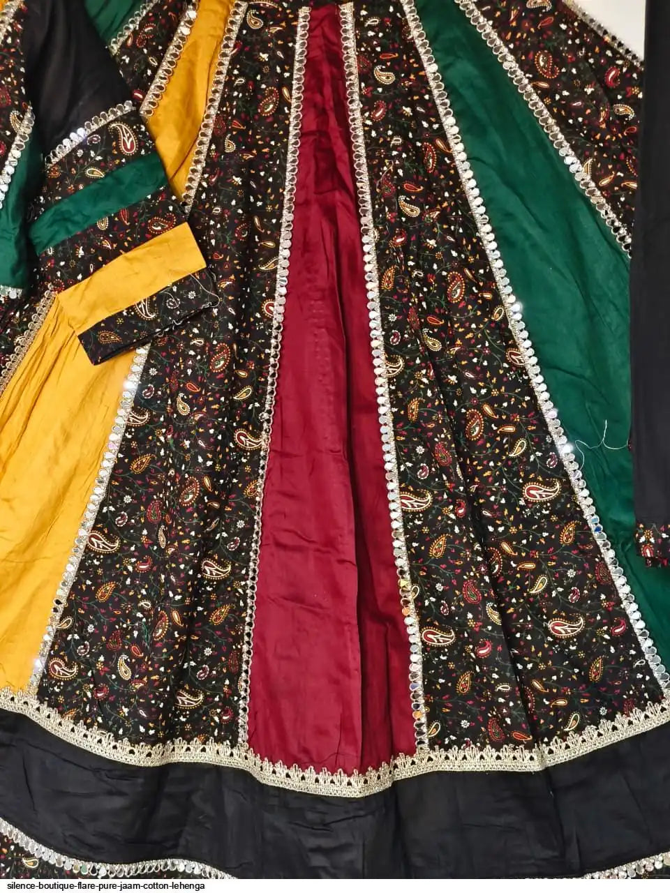 SILENCE BOUTIQUE FLARE PURE JAAM COTTON LEHENGA SIZE L