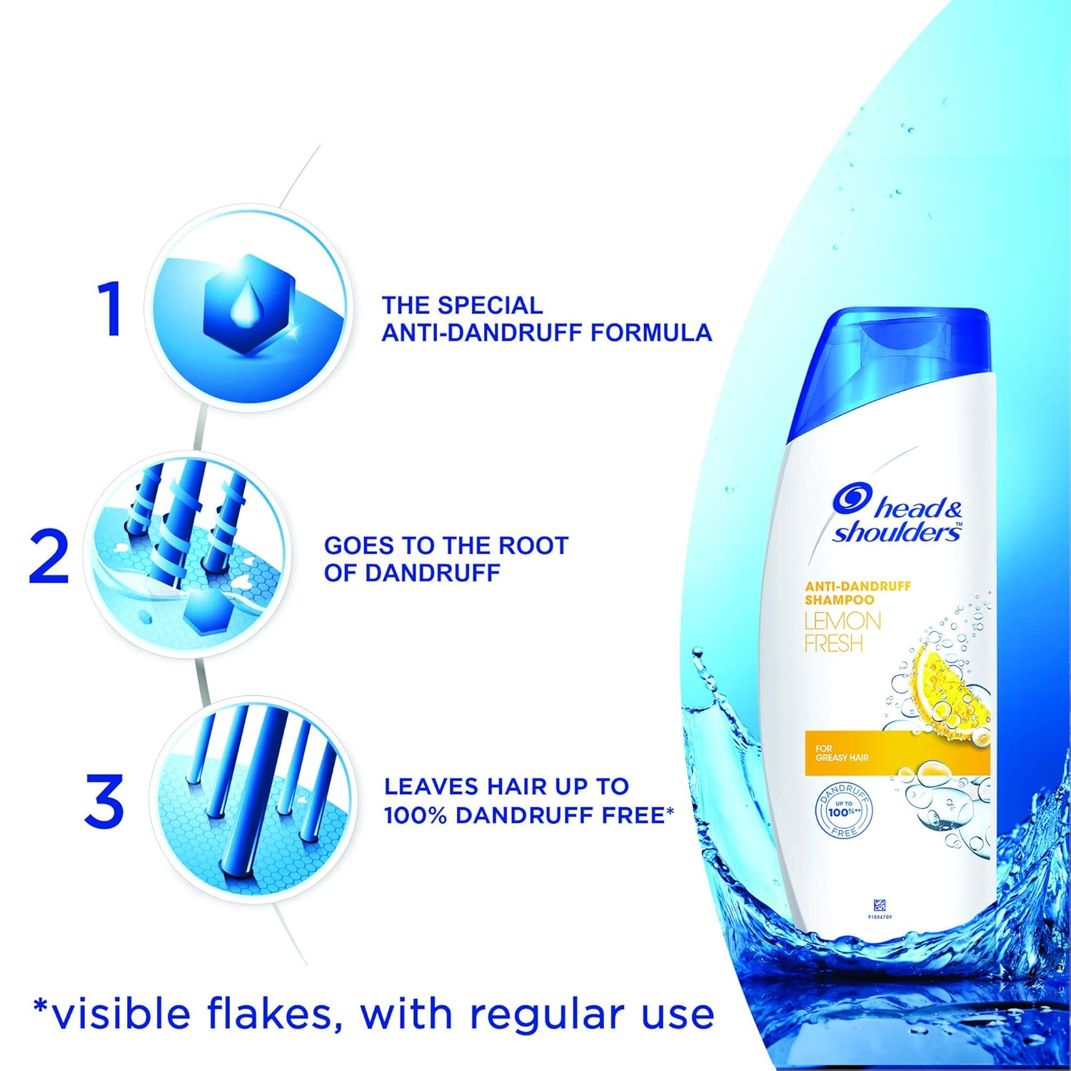 Head & Shoulders Lemon Fresh Anti-Dandruff Shampoo for Daily Use, 180ml