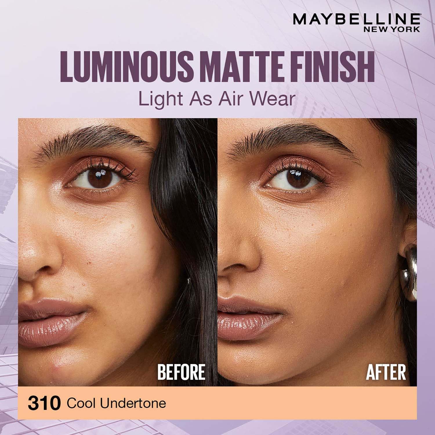 Maybelline New York Super Stay Lumi Matte Liquid Foundation, 30 HR Long Lasting yet Lightweight, 310, 35ml