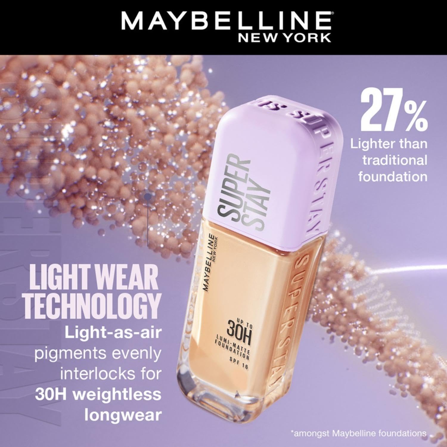 Maybelline New York Super Stay Lumi-Matte Foundation- 220, 30H Wear, Lightweight, Suitable for all Skin Types, Soft Glow, Buildable Coverage, 18ml