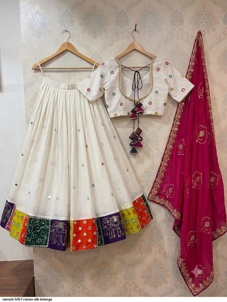 NAVRATRI 5057 ROMAN SILK LEHENGA 4 SIZE L