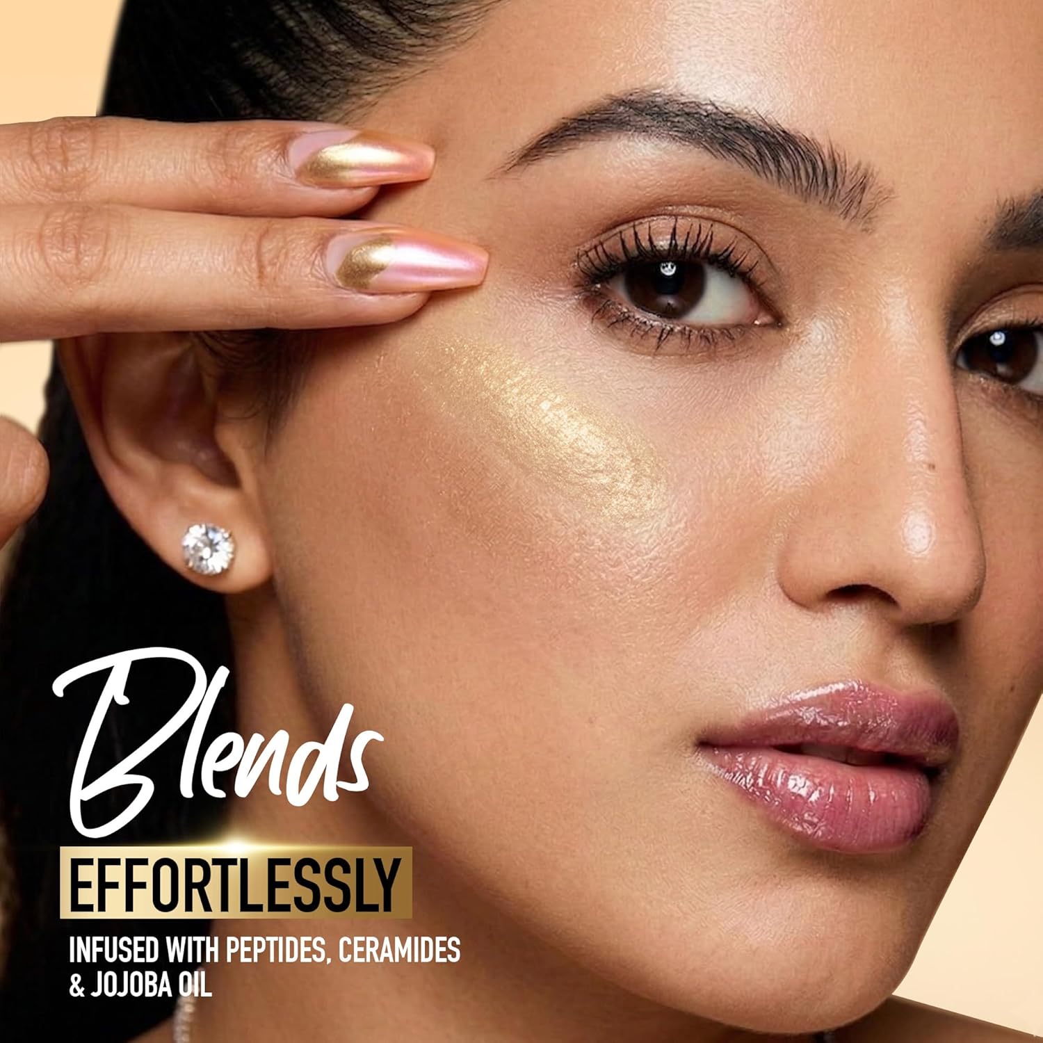 RENEE Yours Truly Strobe Cream for Face | 3 in 1 Highlighter Primer Moisturiser | Glow Cream, Lightweight, Non Sticky | Hydrating Dewy Skin Finish With Peptides | For All Skin Types | Gold - 30g