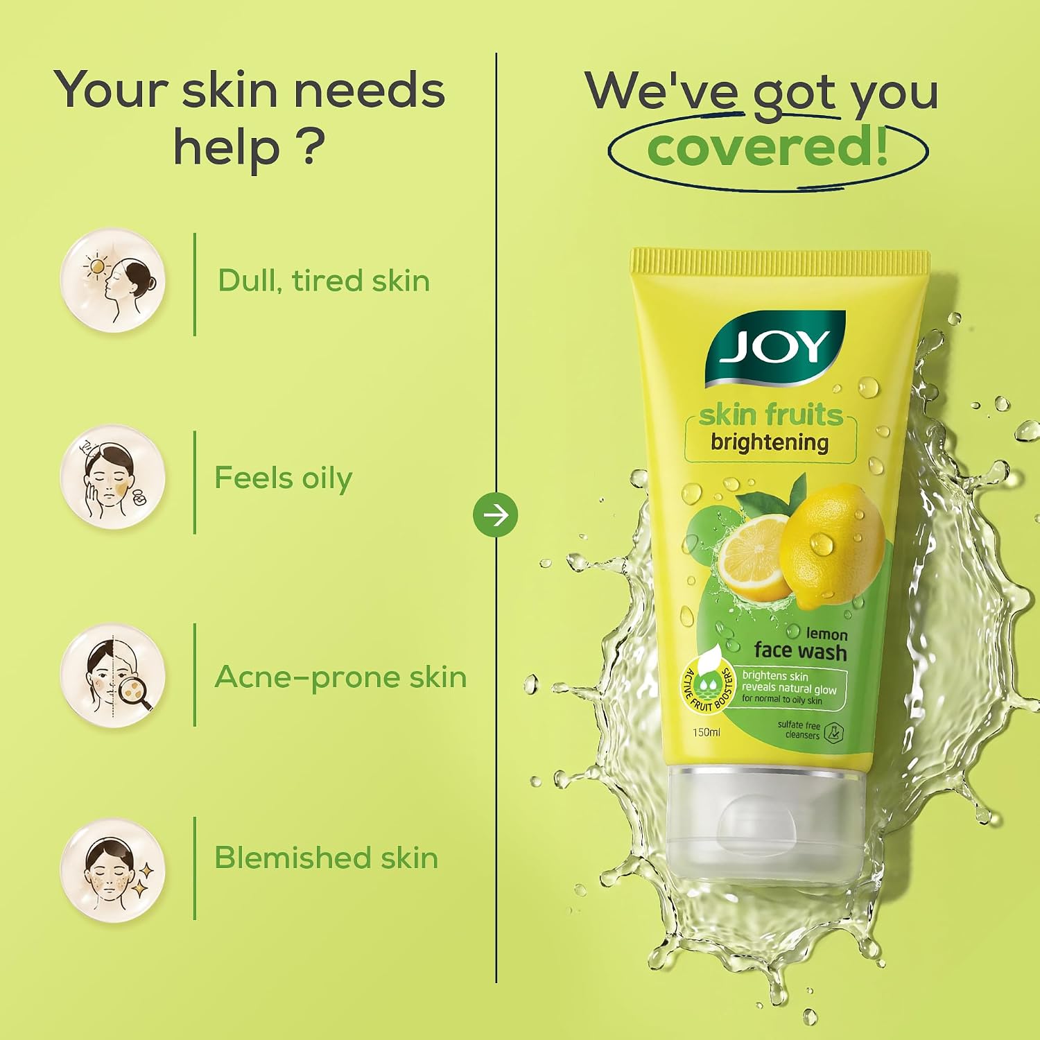 Joy Skin Fruits Lemon Brightening Face Wash 150ml x 2