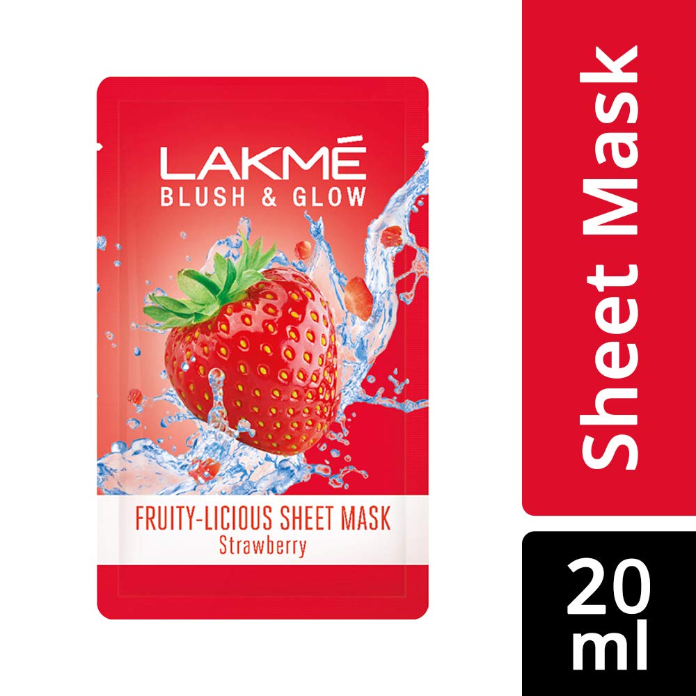LAKME Blush & Glow Kiwi Sheet Mask, 20 ml, Blush & Glow Strawberry Sheet Mask, 20 ml & Blush & Glow Lemon Sheet Mask, 20 ml, Pack of 3