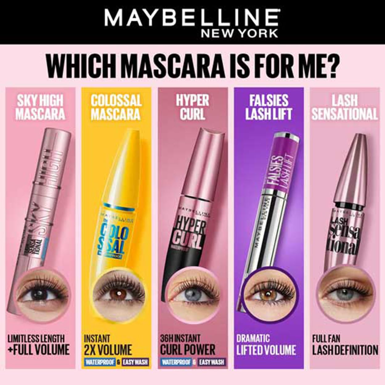 Maybelline New York Hypercurl Mascara,Highly Pigmented Colour, Long-lasting, Washable, Black 9.2ml