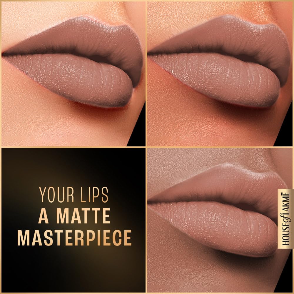LAKME LAKM Lakme Forever Matte Liquid Lip Colour, Long-Lasting Lipstick, Lightweight & Transferproof, Smudgeproof - Nude Latte 5.6ml