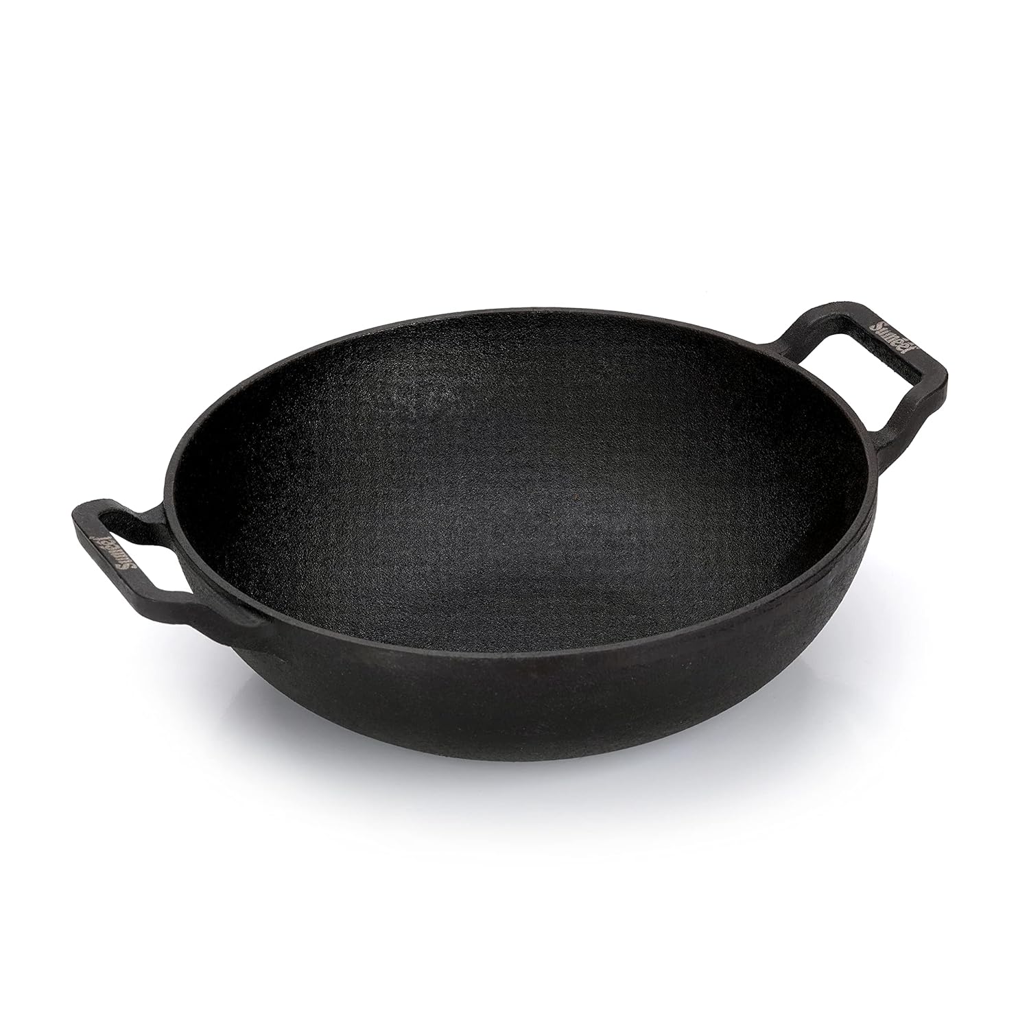 Sumeet Pre Seasoned Heavy Weight Cast Iron Deep Kadai, Induction Friendly, 23cm, 2000ml, Weight - 2Kg, Black