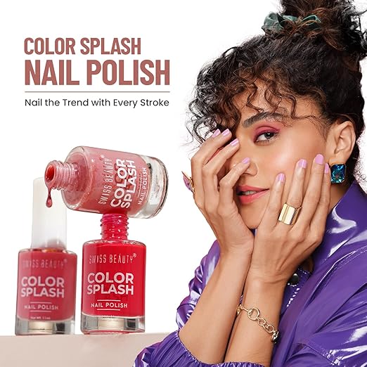 Swiss Beauty Color Splash Nail Polish - Long-Lasting, Glossy - 11 ML, Black Cherry