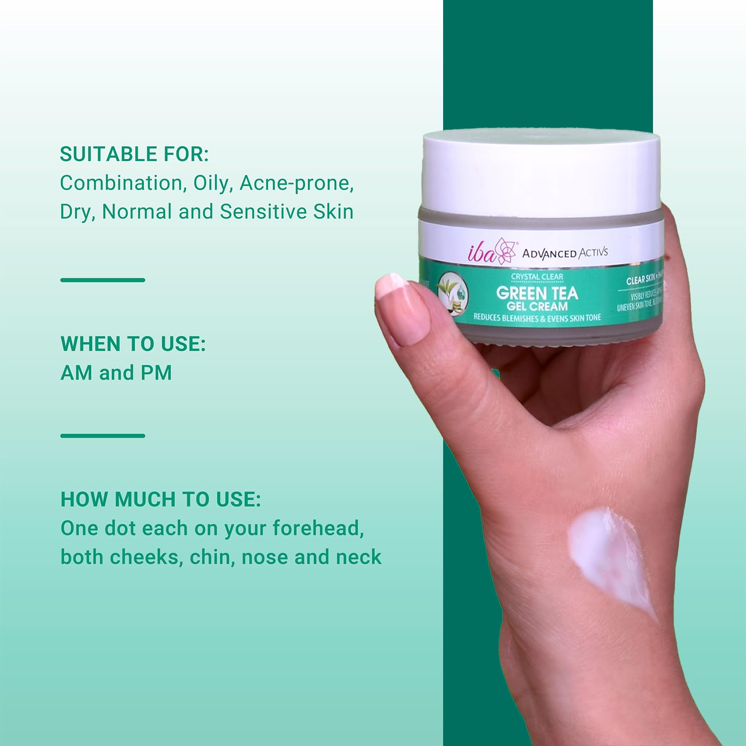 Iba Advanced Activs Crystal Clear Green Tea Gel Cream, 50g