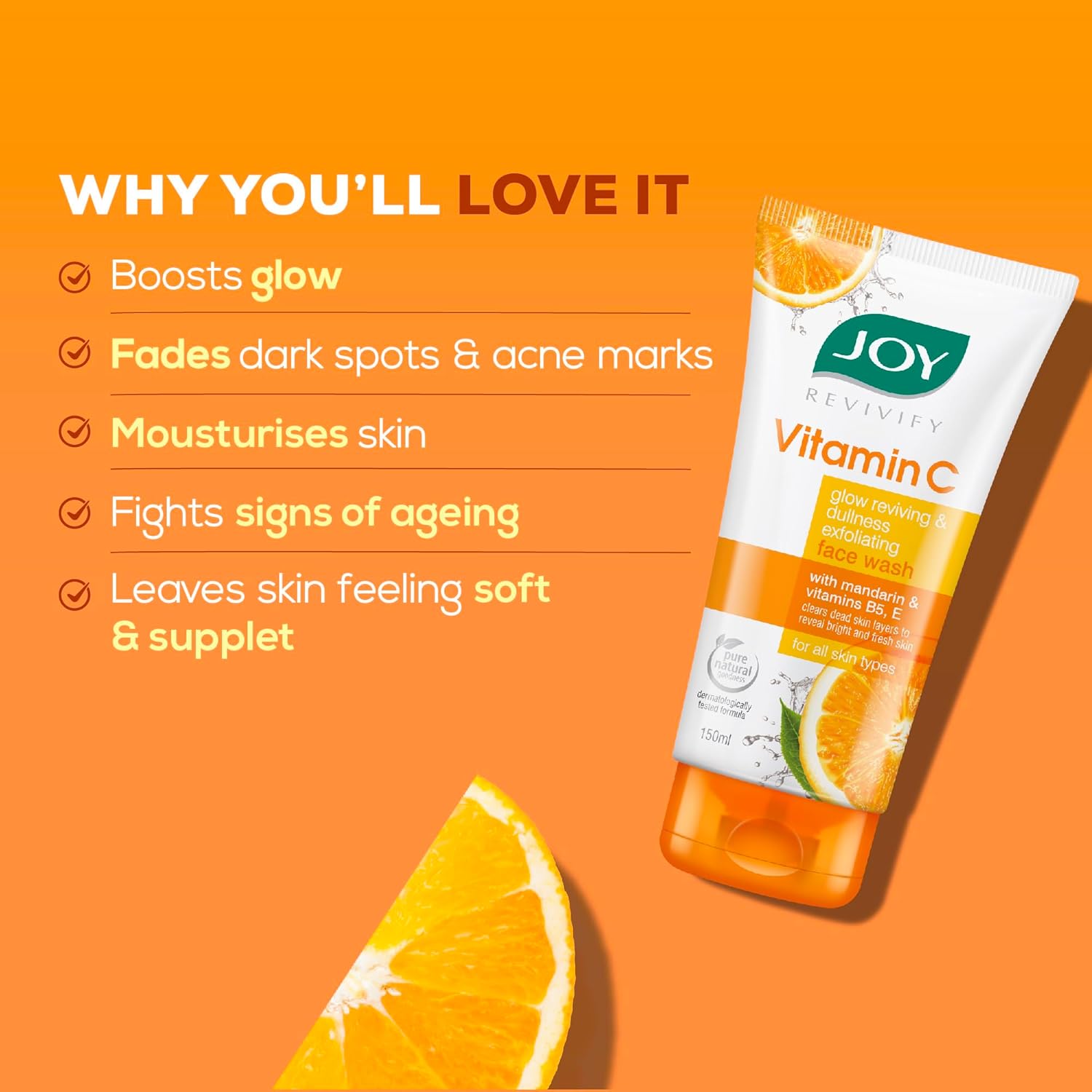 Joy Vitamin C Brightening Face Wash For Bright and Glowing Face 150ml x 2