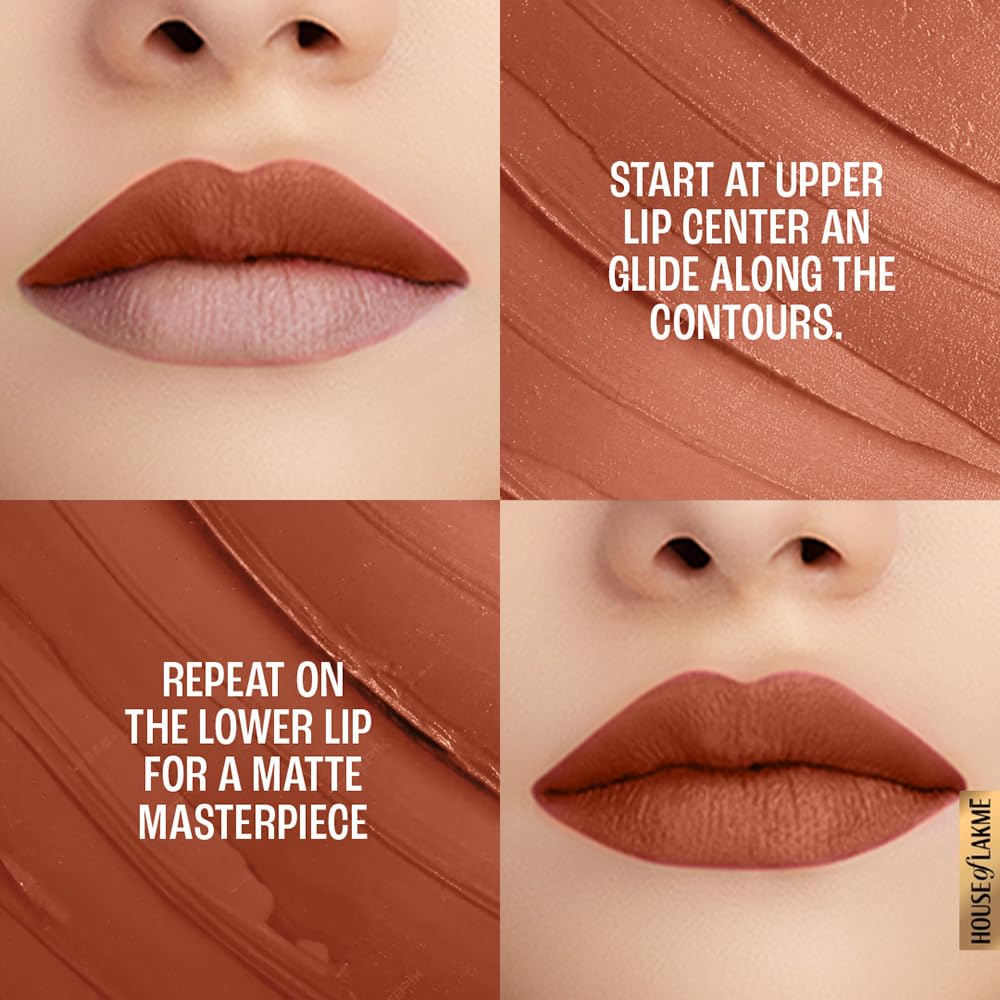 LAKME Powerplay Priming Matte Lipstick, Smooth Matte Finish, Lightweight Lipstick, Smudgeproof, Lasts 16hrs, Hydrates Lips, Caramel Latte, 3.6g