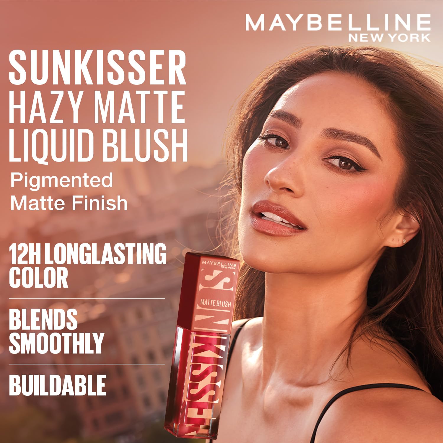 Maybelline New York Sunkisser Hazy Matte Blush, 12H Liquid Blush, Pink mirage, 30, 4.7 ml