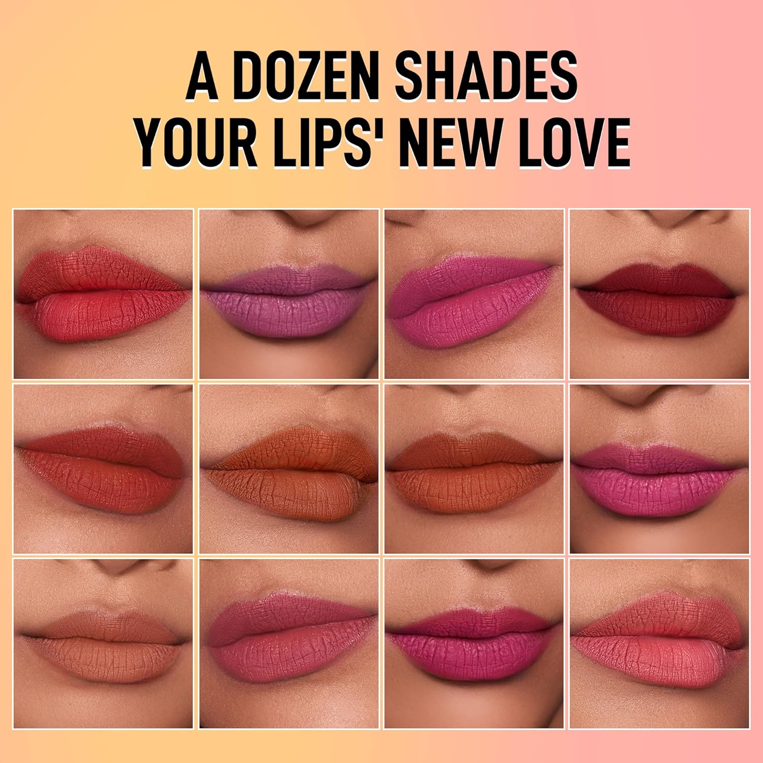 RENEE Everyday Dozen Pout Mini Lipsticks | Creamy Texture, Matte Finish, Long-Lasting | With Shea Butter, Almond Oil & Vitamin E | Hydrates & Softens Lips | Travel-Friendly, Set of 12 | 14.4 g