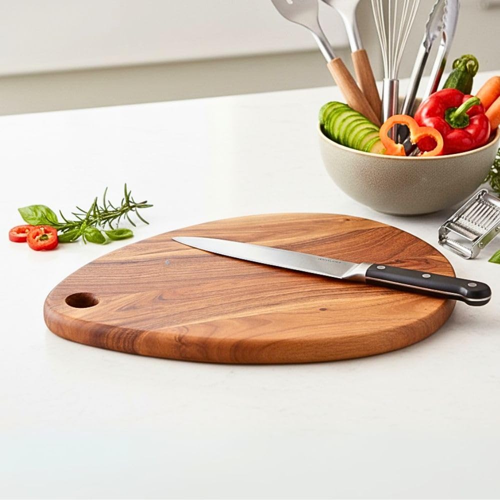 Decorlay Acacia Wood Chopping Board Oval Shape | Multipurpose Cutting & Serving Board for Vegetables, Fruits, Meat, Cheese & Bread | Brown