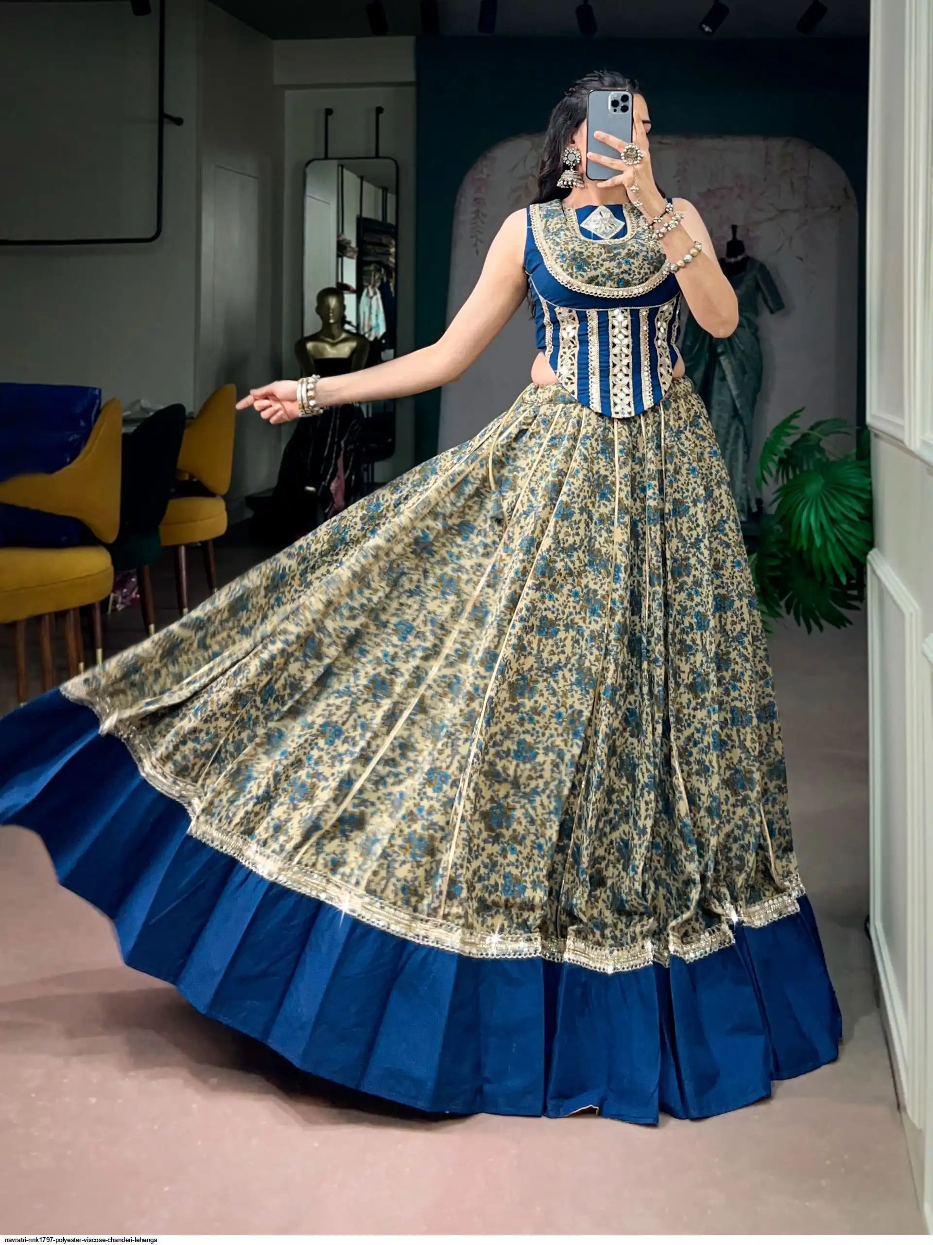 NAVRATRI NNK1797 POLYESTER VISCOSE CHANDERI LEHENGA