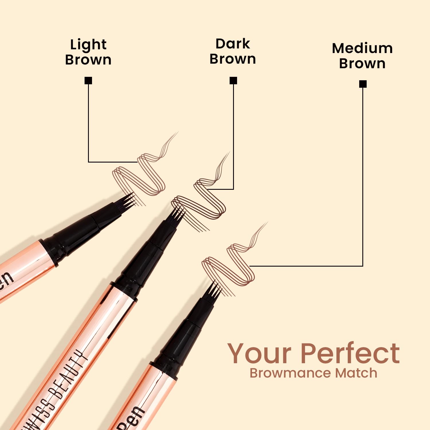 Swiss Beauty BROWmance Pen | Fills In Sparse Hair | 8-Hour Stay | Waterproof | Shade- 01 Light Brown | 1ml