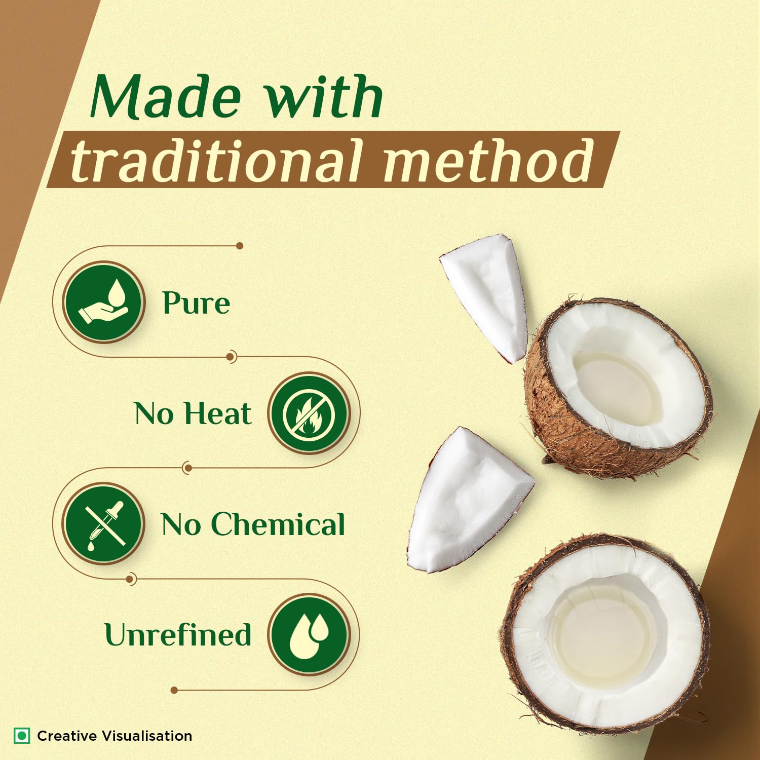 Saffola Cold Pressed Coconut Oil, 0 Trans fat, No chemicals or heat, Unrefined, 1L