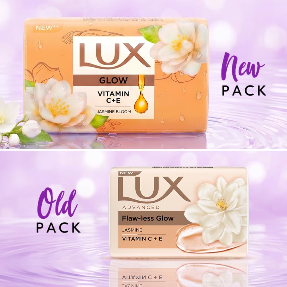 Lux Flaw-less Glow Bathing Soap infused with Vitamin C & E | For Superior Glow | 150g x 3 (Pack of 2)