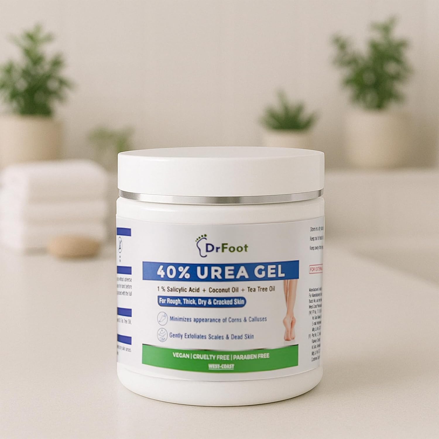 Dr Foot 40% Urea Gel with 1% Salicylic Acid (100 g) For Cracked Rough Dry Dead Skin and Corns