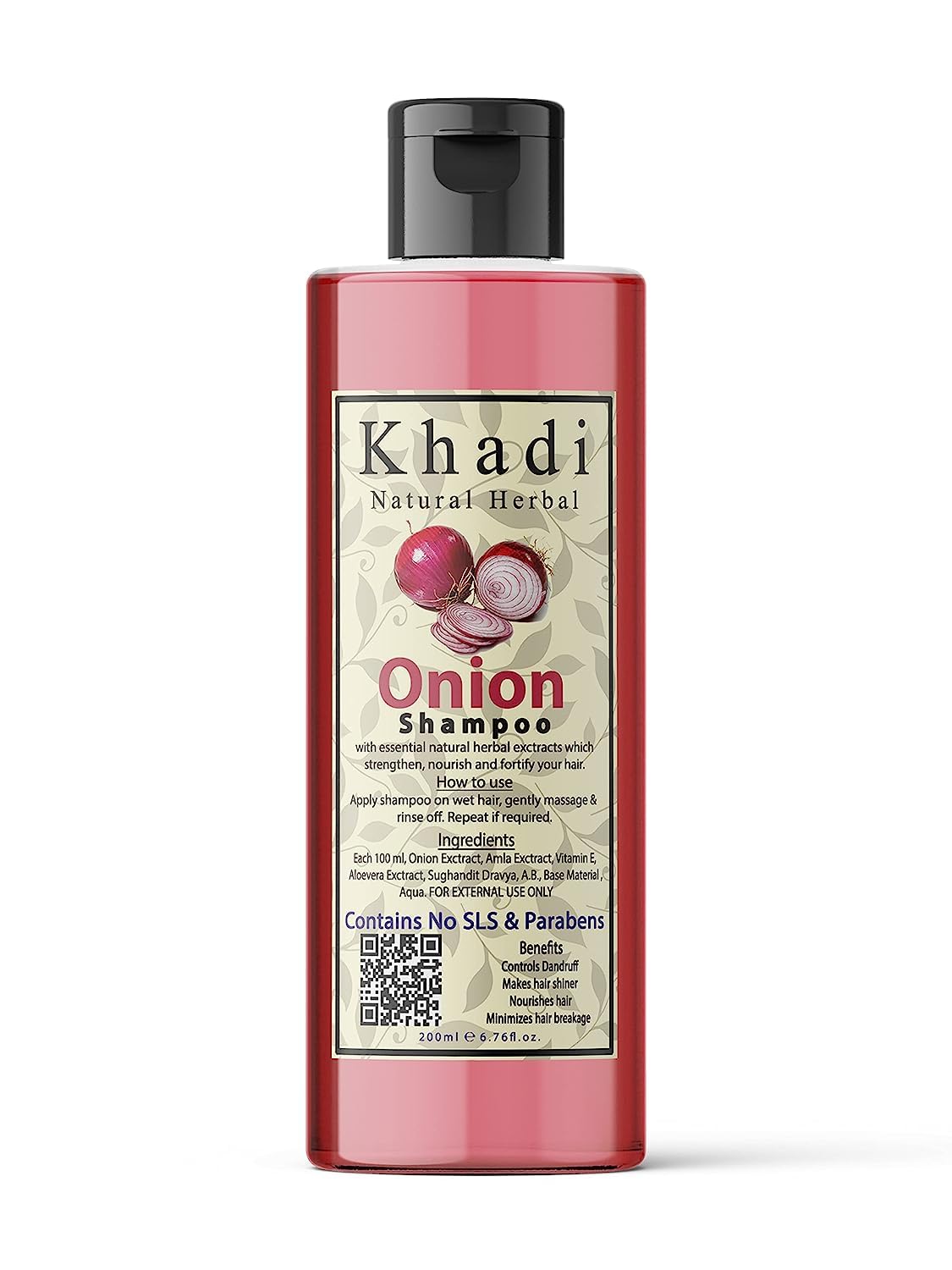 Khadi Natural Herbal Onion Shampoo For Hair Growth | Anti Dandruff Hair Fall Control Shampoo With Amla, Aloevera And Vitamin E Extract Strength Hair Pack Of 200Ml