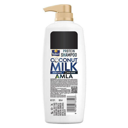 Parachute Advansed Protein Shampoo with Coconut Milk & Amla | Up to 48 hr Shine | Ultra Shine | Protein Lock Technology | Paraben free | For Men & Women | 650ml