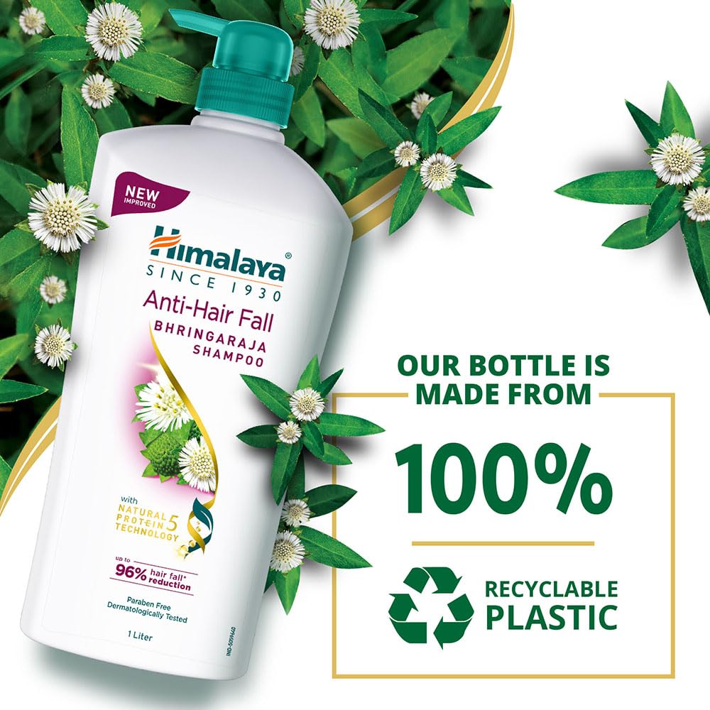 Himalaya Anti-Hair Fall Bhringaraja Shampoo 1 Litre | with Bhringaraja & Natural Proteins | Up to 96% Less Hair Fall | Dermatologically Tested | Paraben Free | For Women & Men
