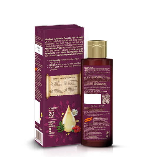 Himalaya Ayurveda Secrets Hair Growth Oil for Men & Women | With Bhringaraja, Hibiscus & Curry Leaf | Supports New Hair Growth & Reduces Damage | Paraben & Sulphate Free | 100 ml