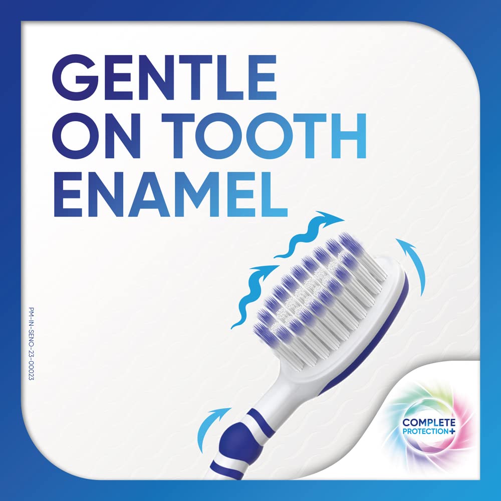 Sensodyne Toothbrush: Complete Protection+ Toothbrush With Flexible Neck For 48% Better Cleaning With Soft Tapered Bristles, 3 Piece (Buy 2 Get 1 Free), adult, manual