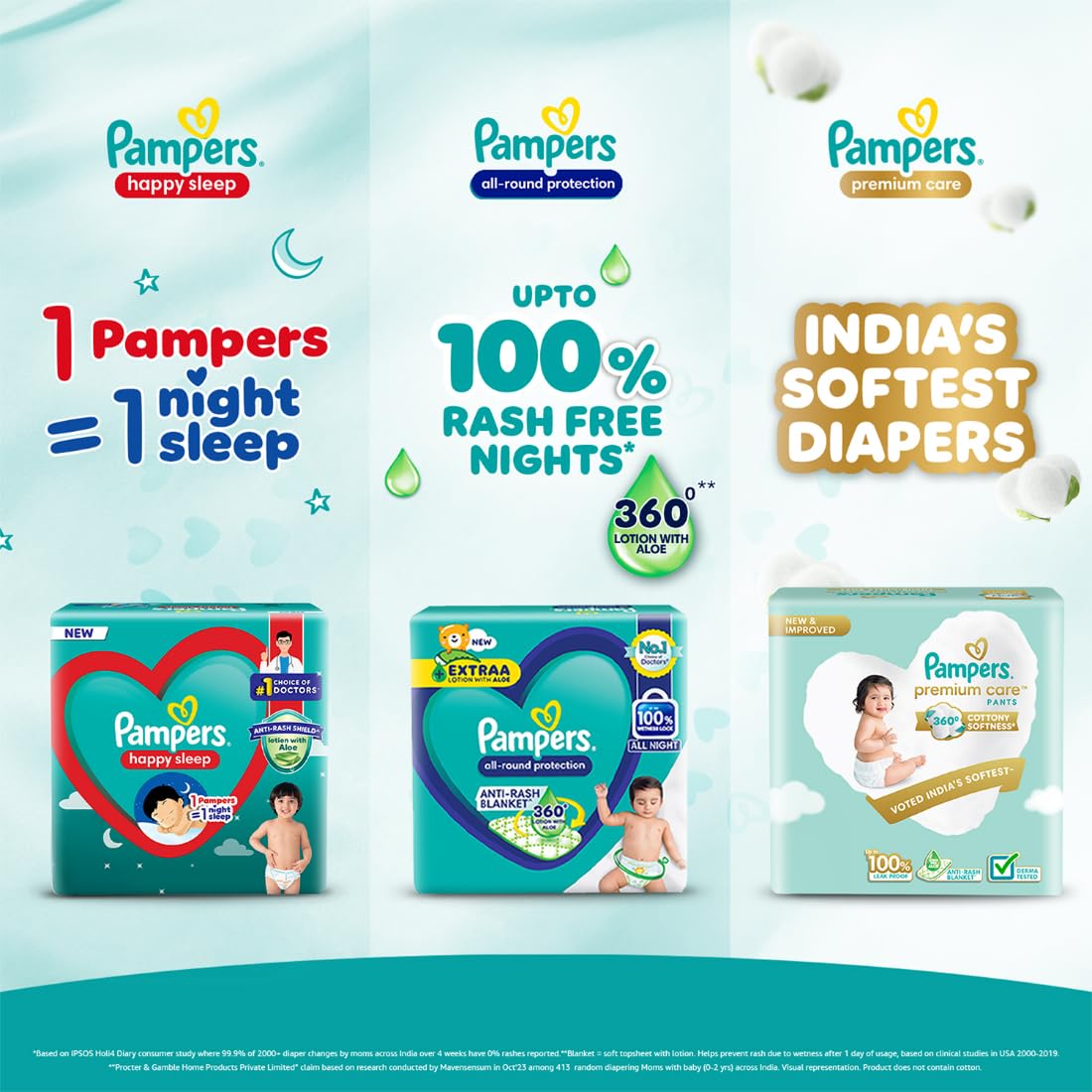 Pampers Happy Sleep Pant Style Baby Diapers - Small, 4-8 kg, 60 pcs
