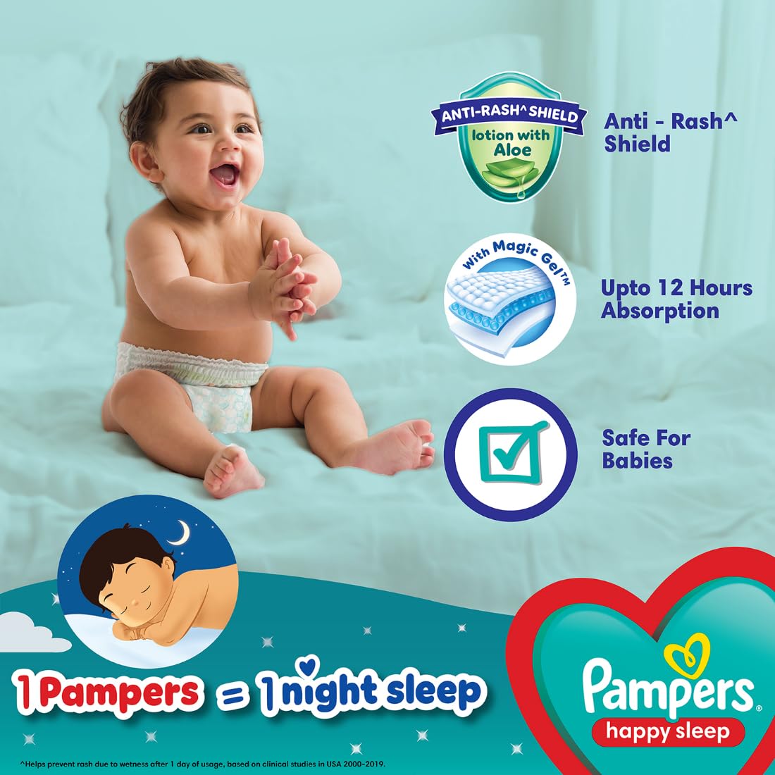 Pampers Happy Sleep Pant Style Baby Diapers - Small, 4-8 kg, 60 pcs
