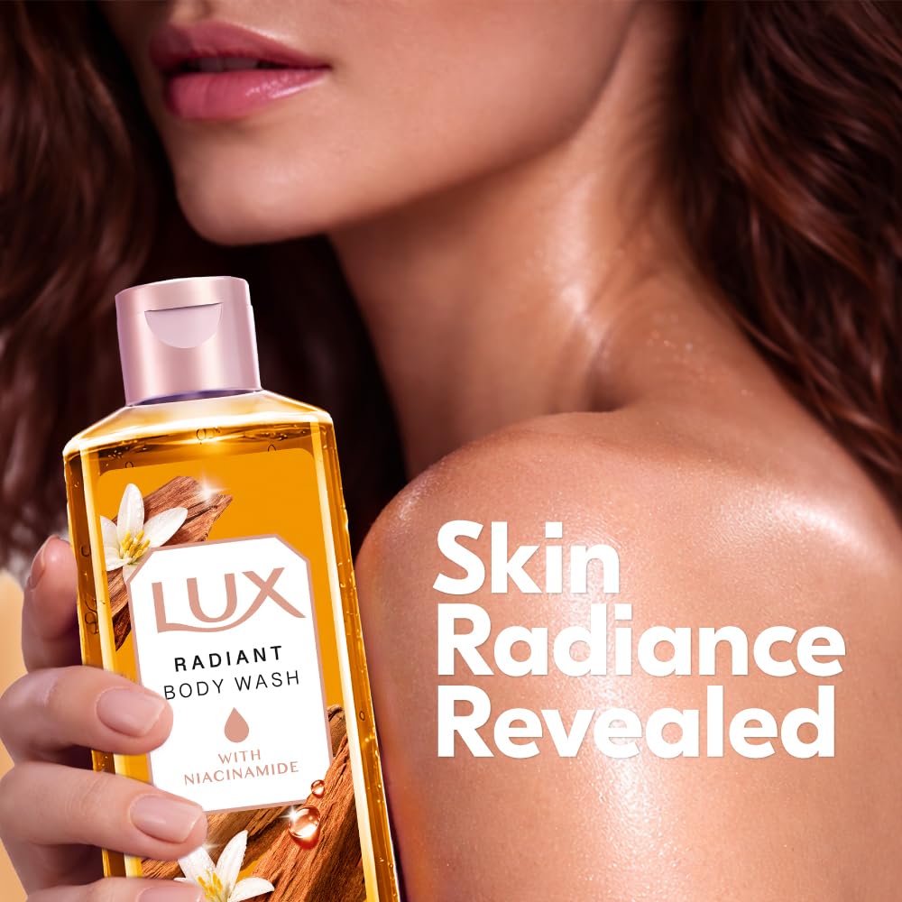 LUX Sandal Spell Bodywash, with Niacinamide, 245ml for Radiant & Bouncy Skin Feel