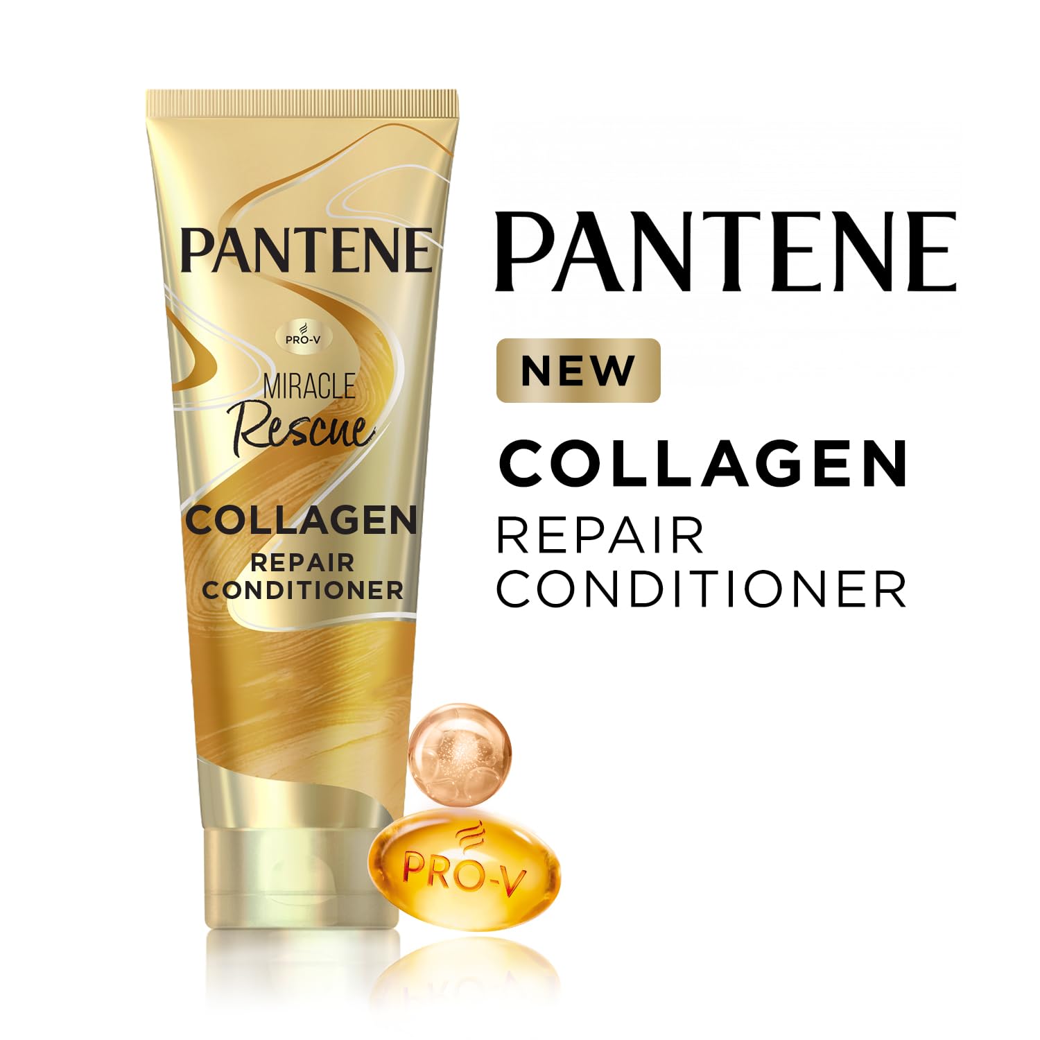 Pantene Miracle Rescue Collagen Conditioner|Damage Repair Conditioner Infused with Pro-V and Collagen for Frizzy, Dry and Damaged Hair|Helps Repairs 3 Months of Damage in 3 Minutes|200ml, 1 Count