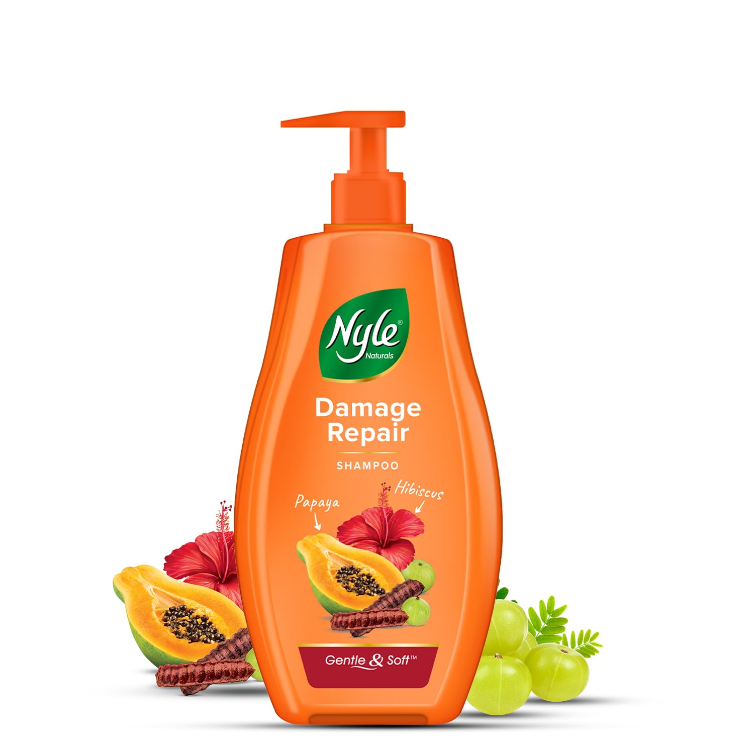 Nyle Naturals Damage Repair Anti Hairfall Shampoo, With Shikakai And Hibiscus, Gentle And Soft Shampoo, Ph Balanced And Paraben Free, For Men And Women,800Ml