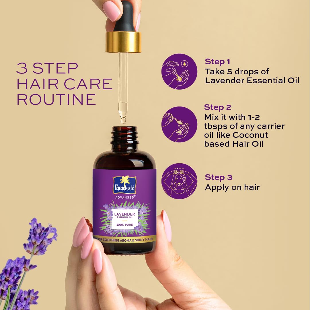 Parachute Advansed Lavender Essential Oil 14ml | 100% Pure | For long & thick hair | Soothing Aroma | Soft & Shiny Hair | Promotes Healthy-Looking Hair