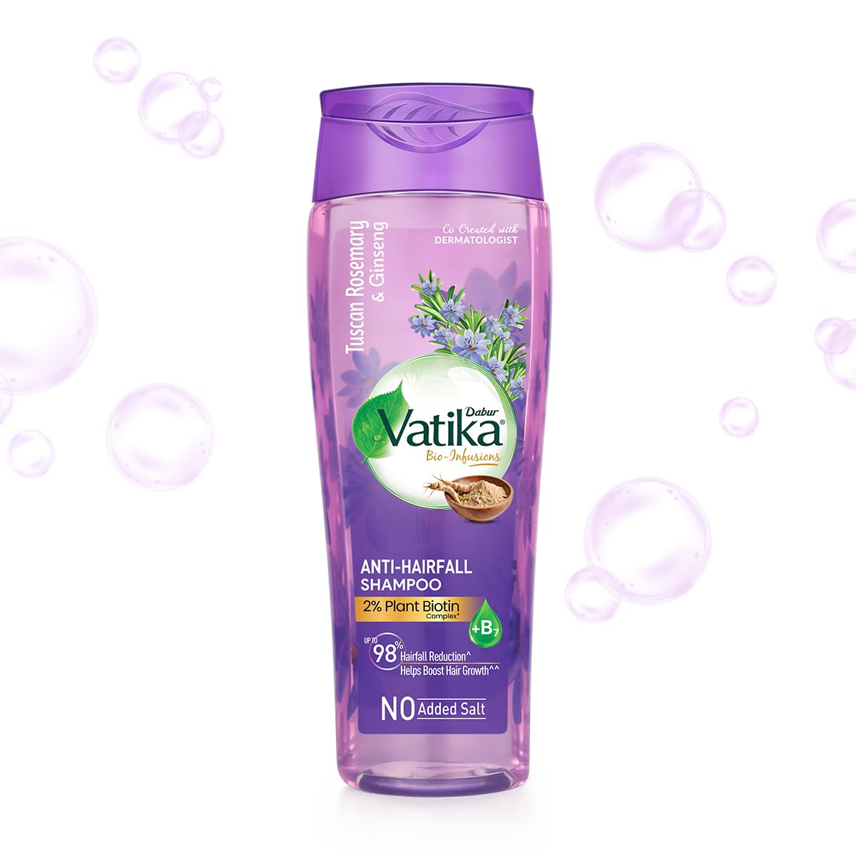 Vatika Bio-Infusions Anti Hairfall Shampoo | Tuscan Rosemary & Ginseng | 2% Plant Biotin + Vitamin B7