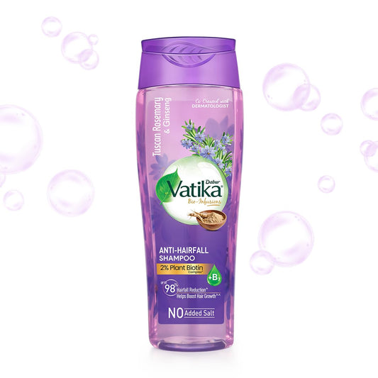 Vatika Bio-Infusions Anti Hairfall Shampoo | Tuscan Rosemary & Ginseng | 2% Plant Biotin + Vitamin B7