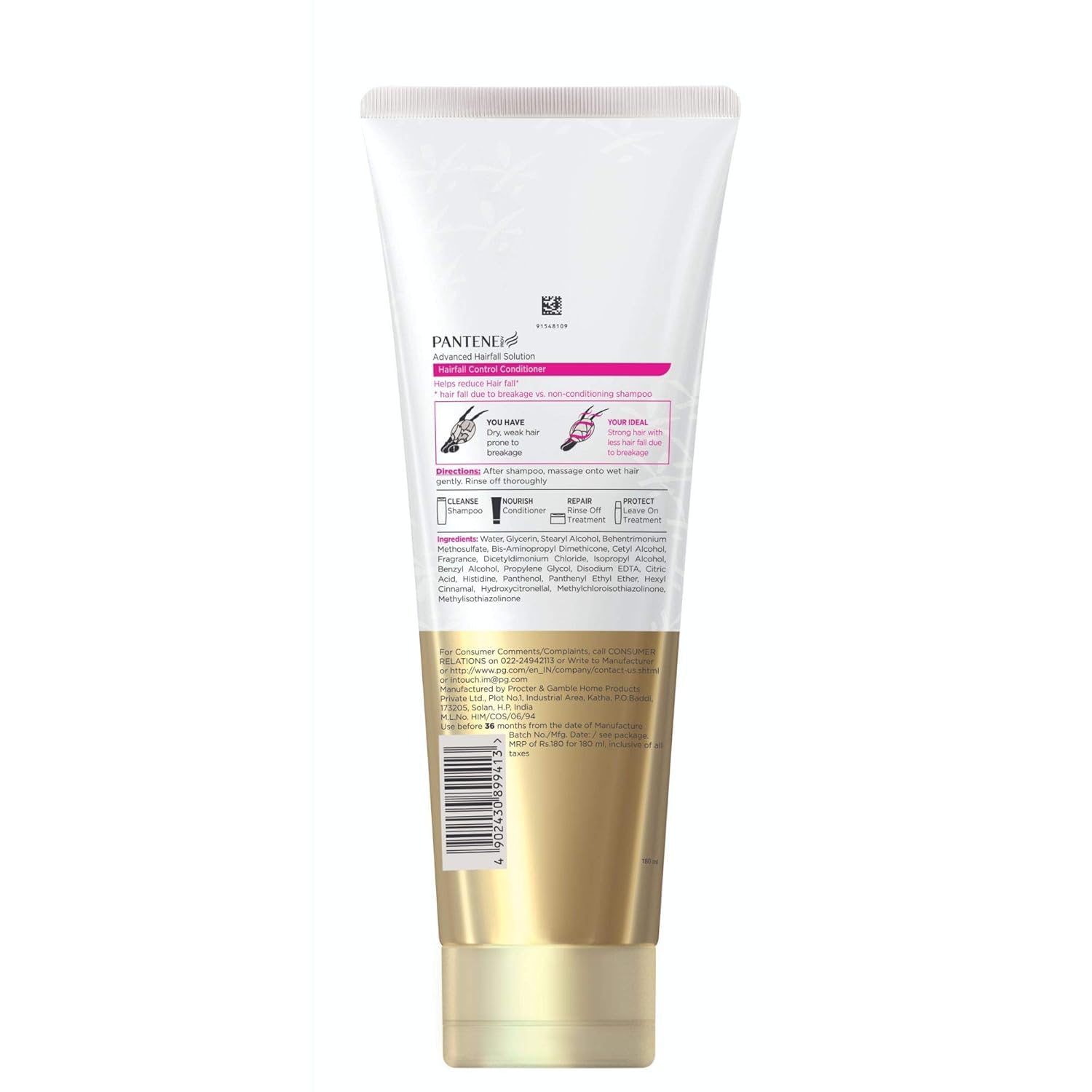 Pantene Advanced Hair Fall Solution Shampoo And Conditioner Duo 1 L And 180 Ml