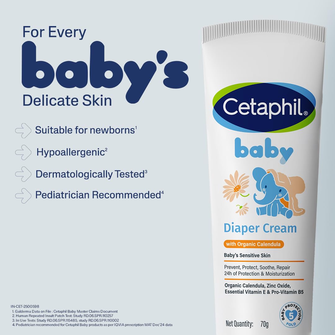 Cetaphil Baby Diaper Rash Cream With Organic Calendula 70 g Zinc Oxide Barrier