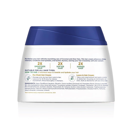 Parachute Advansed Coconut & Aloe Vera Hair Cream 210ml | Nourishes and Hydrates | 2X Shiner, Smoother, Softer | Leave-in Pre-Wash For Men & Women