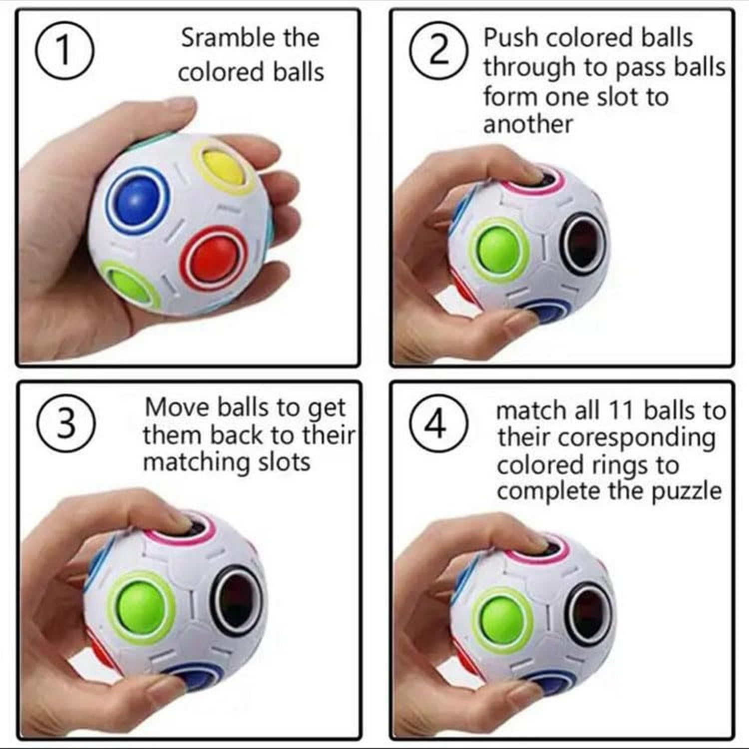 Rainbow Ball Puzzle Fidget Toy | Color Matching Brain Teaser Game | Stress Relief Puzzle Ball for Kids