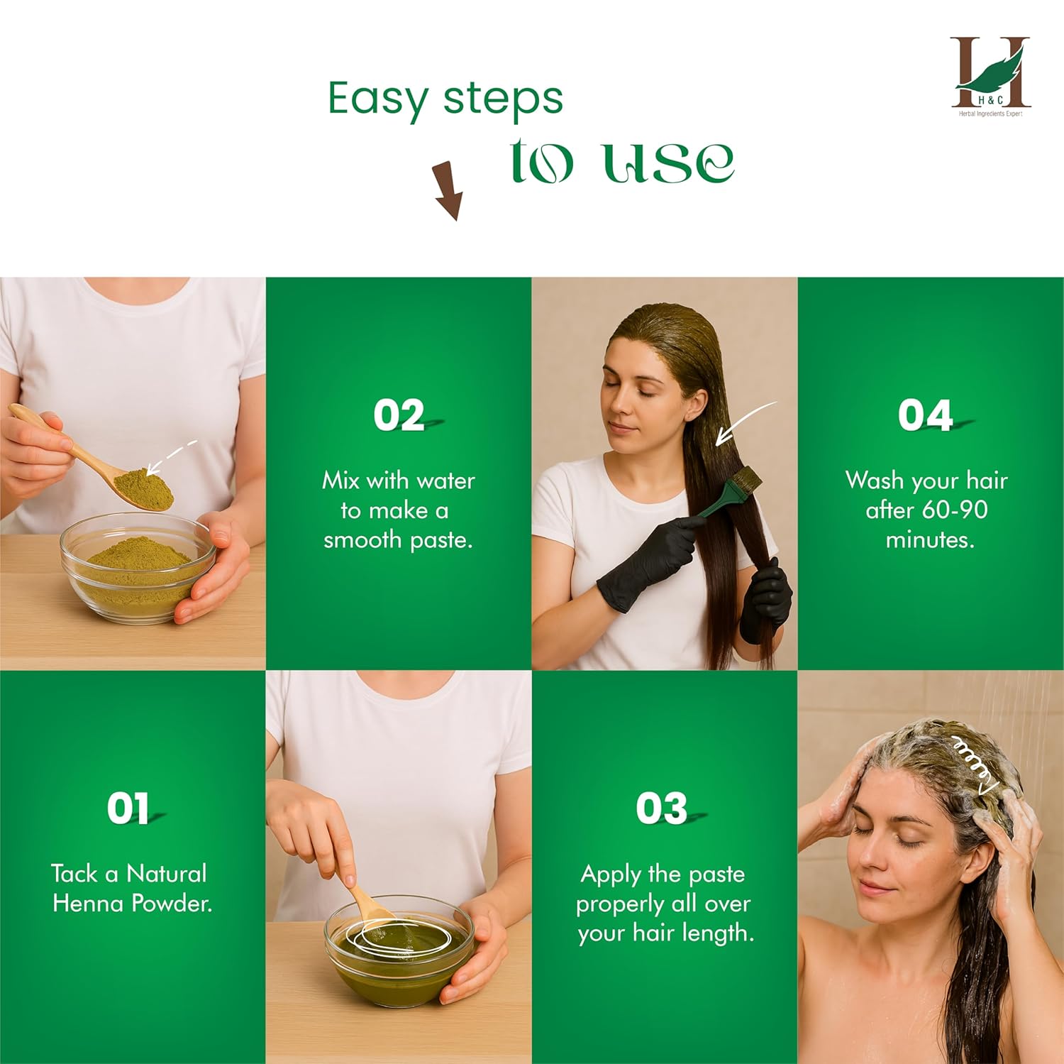 H&C Herbal Ingredients Expert Natural Henna Powder for Hair Coloring & Care - Herbal Mehndi Hair Dye, Long Lasting Color & Shine, Conditions Scalp and Soften Hair, Chemical Free & No Added Color, No Ammonia - 1 kg